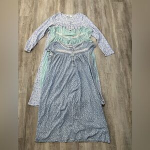 THREE~ Eileen West Blue Floral Pajama Dress Gowns